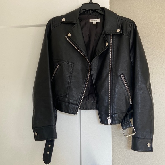 Topshop Jackets & Blazers - Black vegan leather biker jacket